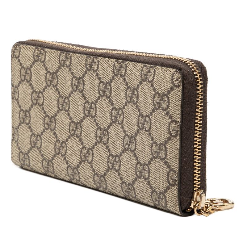Gucci GG Supreme Round Fastener Wallet Beige Brown — view 2