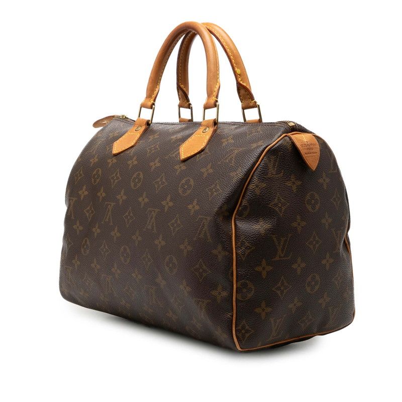 Louis Vuitton Monogram Speedy 30 Mini Boston Bag Brown Leather — view 2