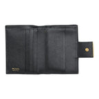 Prada Logo Trifold Wallet Flap Black Saffiano Leather — view 8