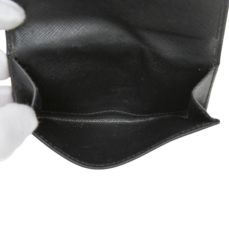 Prada Logo Trifold Wallet Flap Black Saffiano Leather — view 9