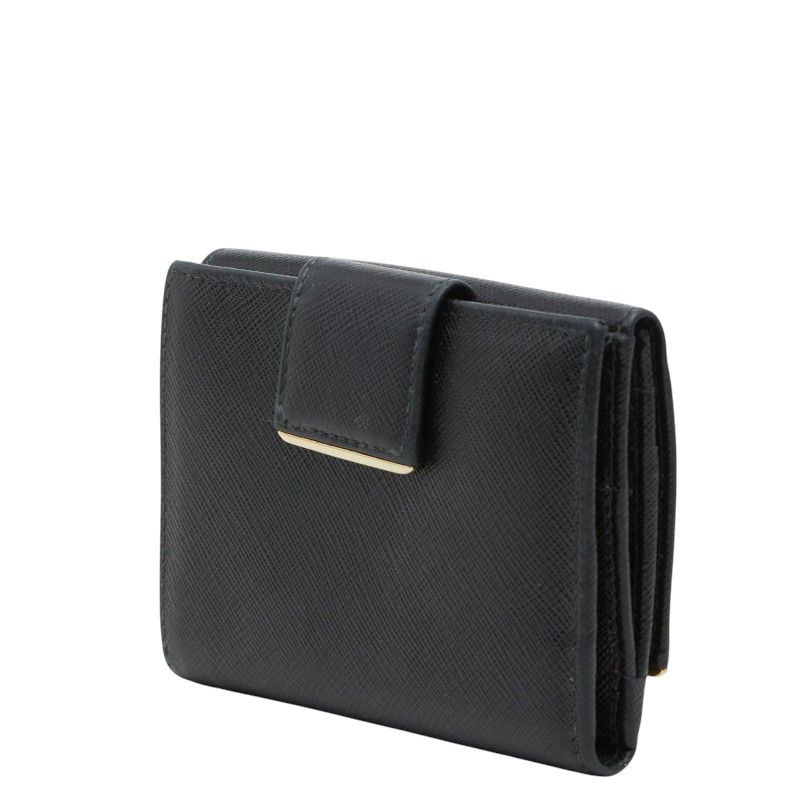Prada Logo Trifold Wallet Flap Black Saffiano Leather — view 2