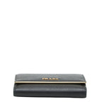 Prada Logo Trifold Wallet Flap Black Saffiano Leather — view 3