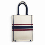 Dior Vertical Book Tote Canvas White Navy — view 2