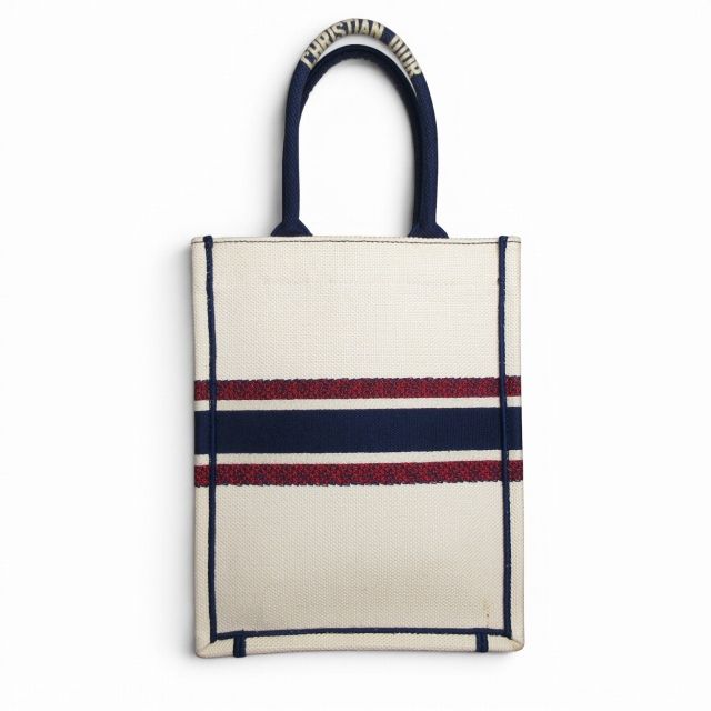 Dior Vertical Book Tote Canvas White Navy — view 2