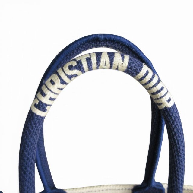 Dior Vertical Book Tote Canvas White Navy — view 6