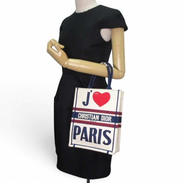 Dior Vertical Book Tote Canvas White Navy — view 8