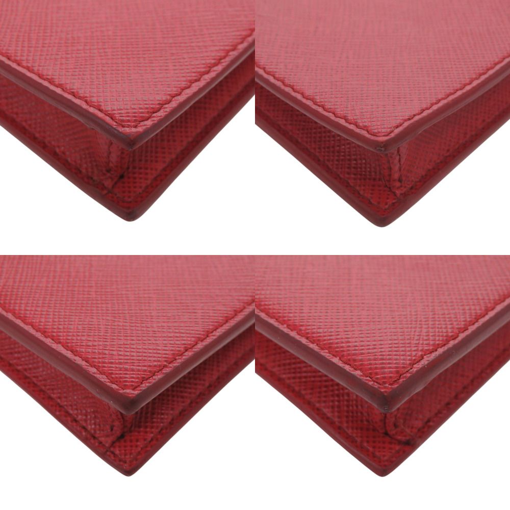 Prada Smartphone Shoulder Phone Case Triangle Logo Saffiano Leather Red — view 4