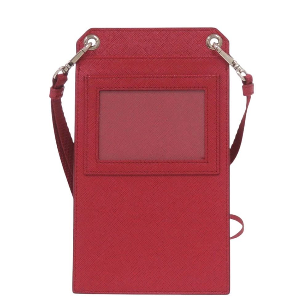 Prada Smartphone Shoulder Phone Case Triangle Logo Saffiano Leather Red — view 2