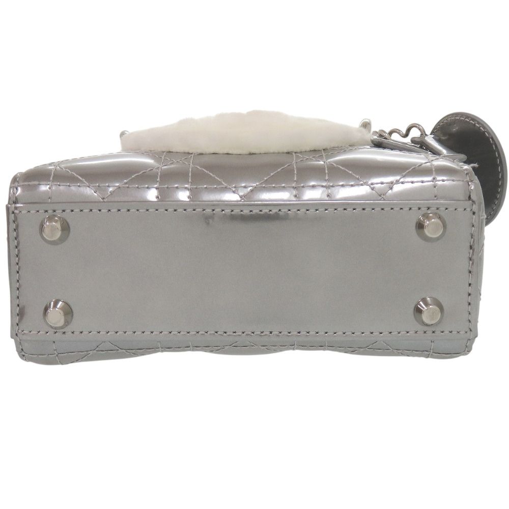 Dior Baby Lady Nano Cannage Patent Leather Silver Handbag — view 5