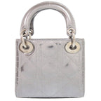 Dior Baby Lady Nano Cannage Patent Leather Silver Handbag — view 2