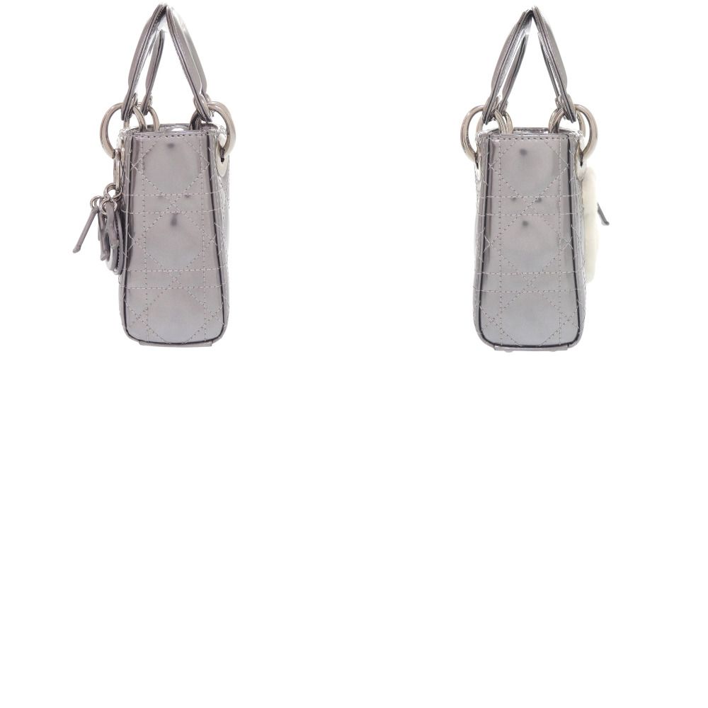 Dior Baby Lady Nano Cannage Patent Leather Silver Handbag — view 6