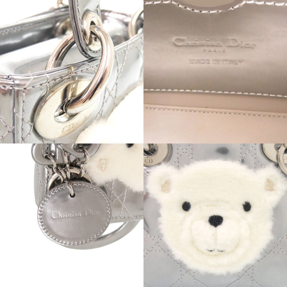 Dior Baby Lady Nano Cannage Patent Leather Silver Handbag — view 9