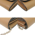 Fendi Chain Wallet Studs Leather Brown — view 4