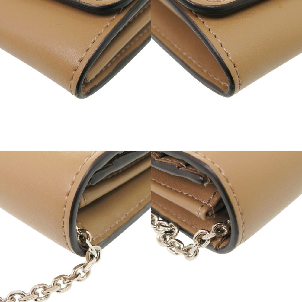 Fendi Chain Wallet Studs Leather Brown — view 4