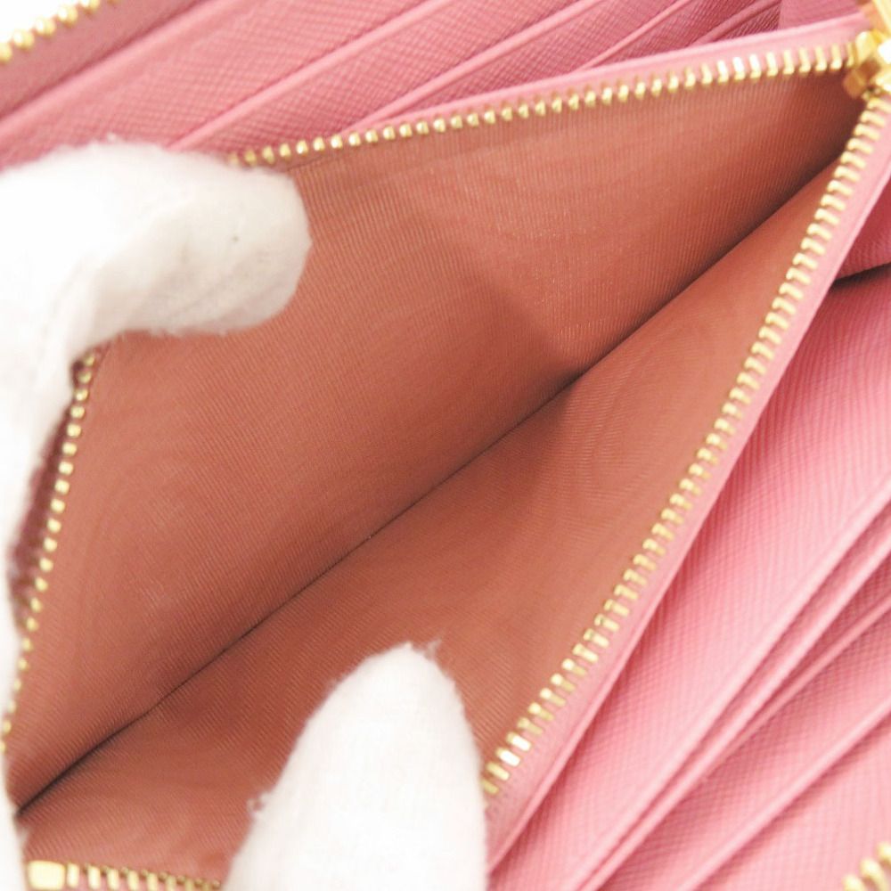 Prada Saffiano Zip Around Leather Pink Wallet — view 6