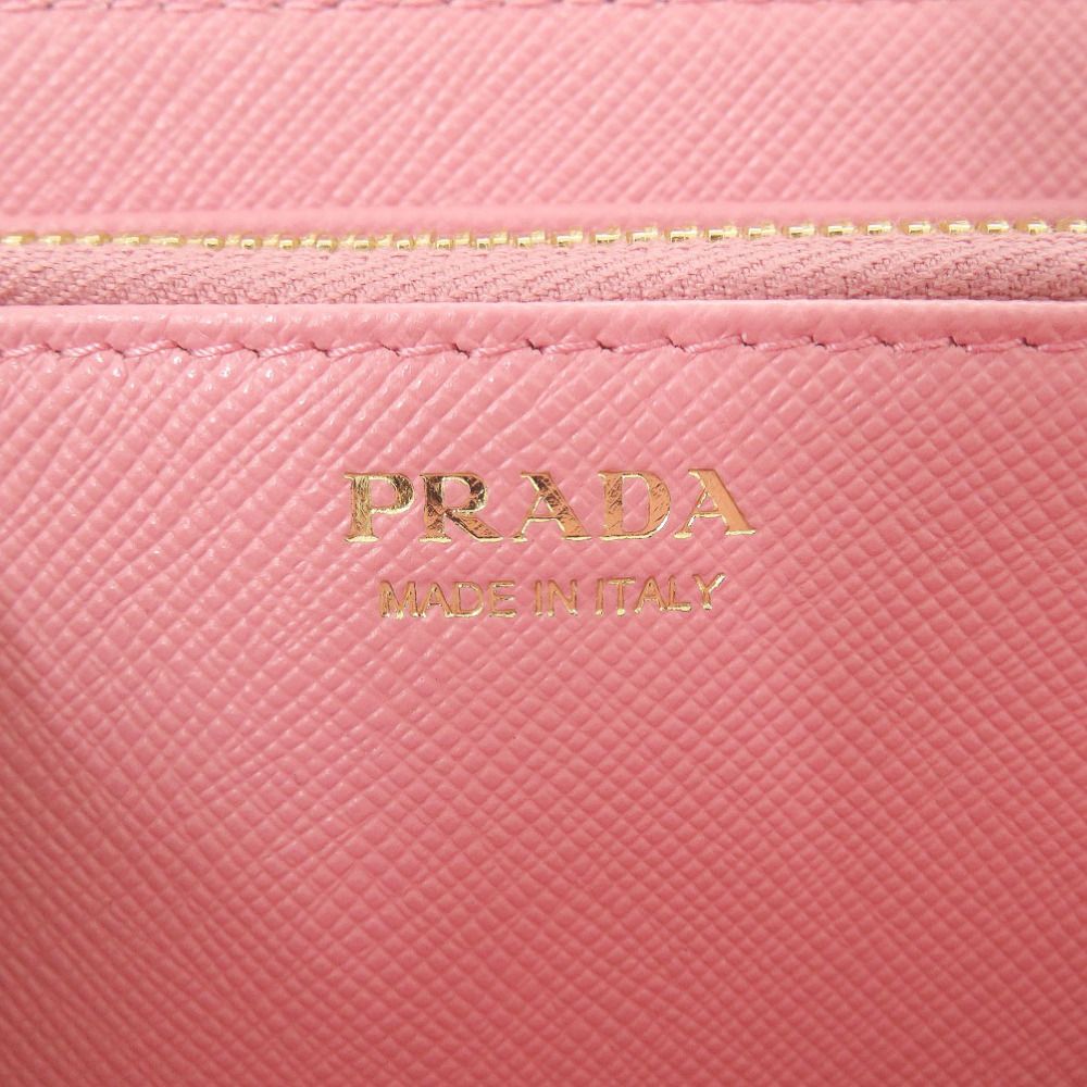 Prada Saffiano Zip Around Leather Pink Wallet — view 7