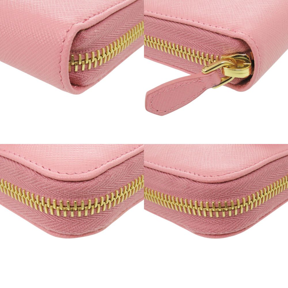Prada Saffiano Zip Around Leather Pink Wallet — view 4