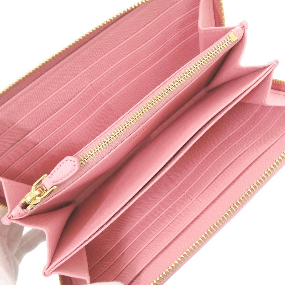 Prada Saffiano Zip Around Leather Pink Wallet — view 5