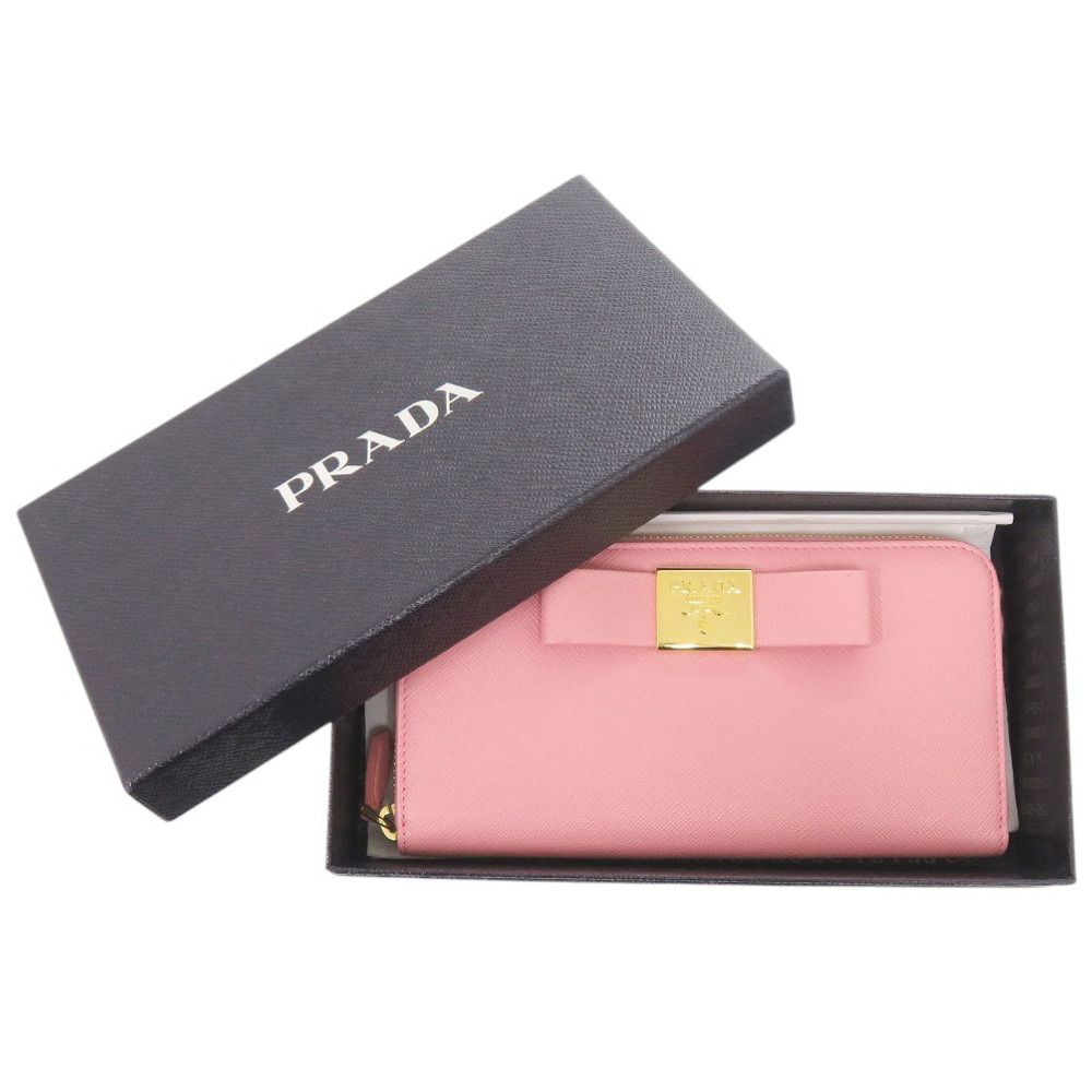 Prada Saffiano Zip Around Leather Pink Wallet — view 2