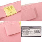 Prada Saffiano Zip Around Leather Pink Wallet — view 8
