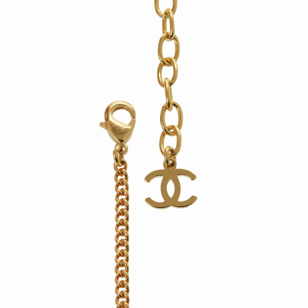 Chanel CC Logo African Continental Motif Metal Faux Pearl Rhinestone Gold — view 6