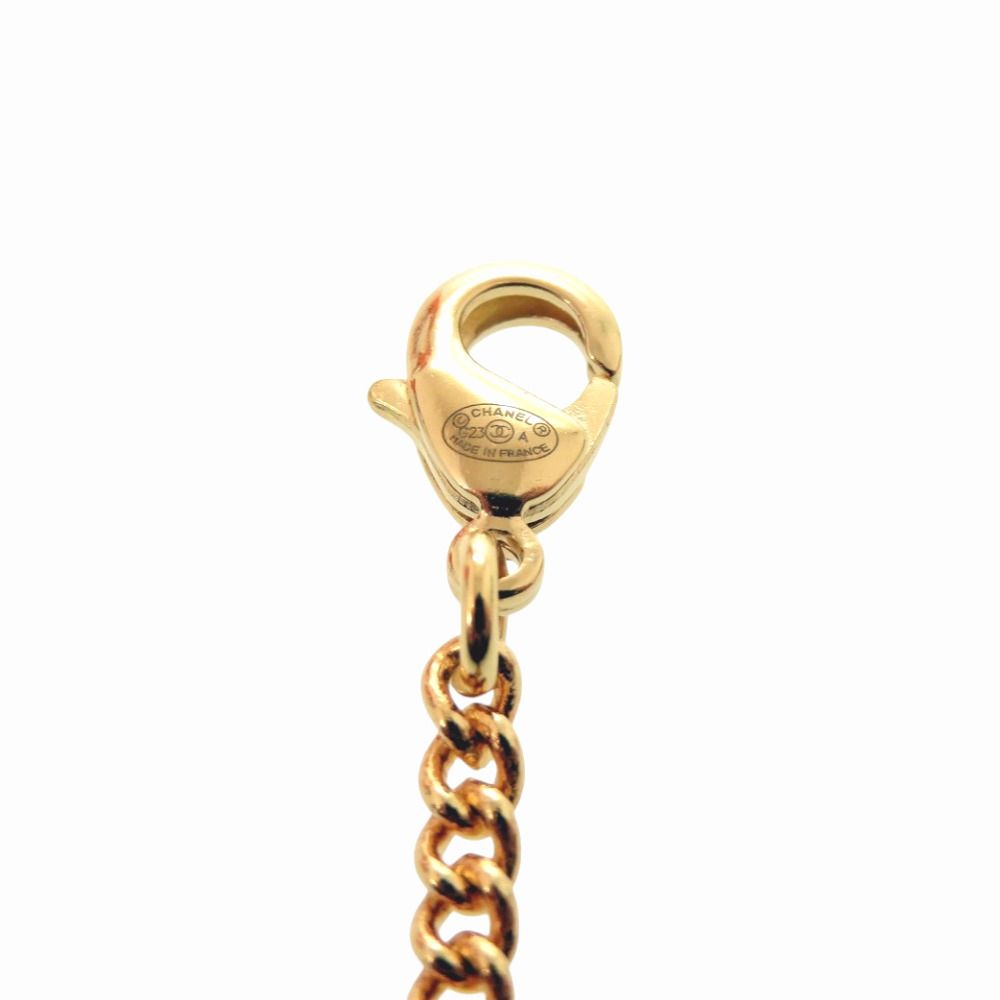 Chanel CC Logo African Continental Motif Metal Faux Pearl Rhinestone Gold — view 7