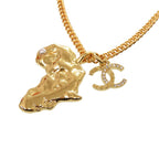 Chanel CC Logo African Continental Motif Metal Faux Pearl Rhinestone Gold — view 5