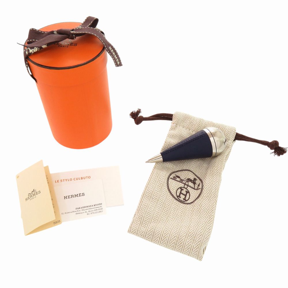 Hermes Curbut Calbut Series Calf Metal Navy Ballpoint — view 2