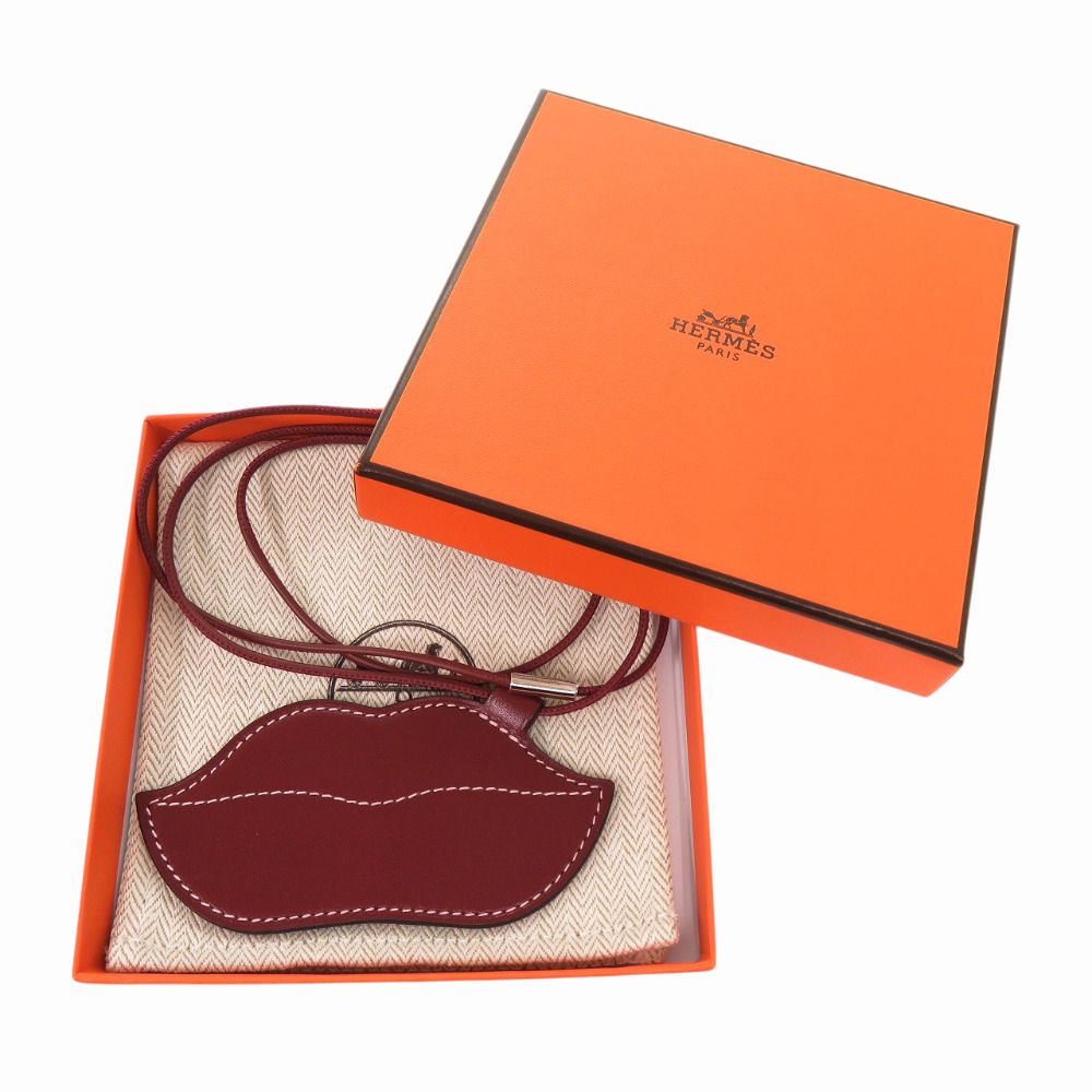 Hermes Lips Veau Swift Rouge Ache Pendant — view 2