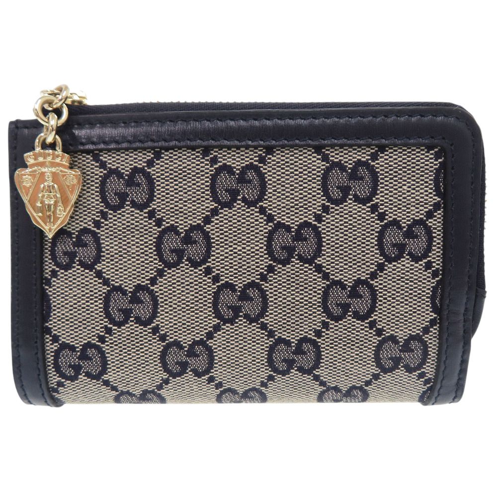 Gucci GG Canvas Navy Bifold Wallet L-shaped