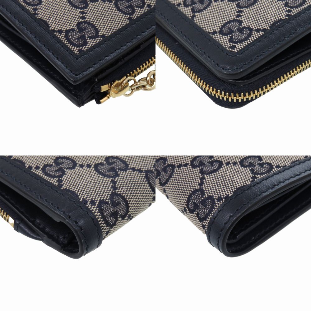Gucci GG Canvas Navy Bifold Wallet L-shaped — view 4