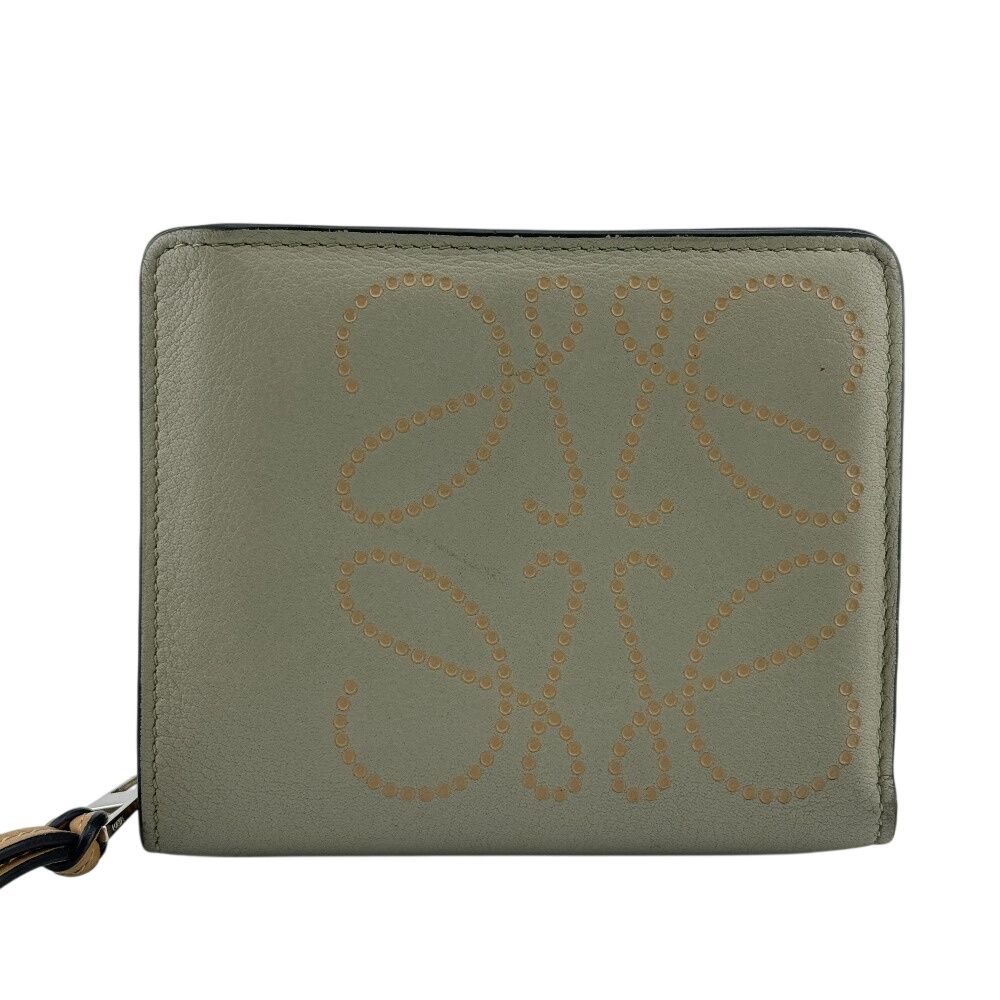 Loewe Compact Wallet Snap Button Closure Zipper Coin Case Anagram Logo Purse