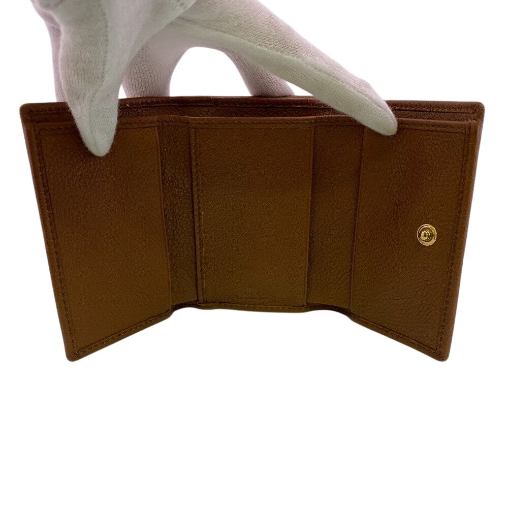 Gucci Compact Wallet Mini Double Snap Button Closure Bamb GG Marmont Trifold — view 5