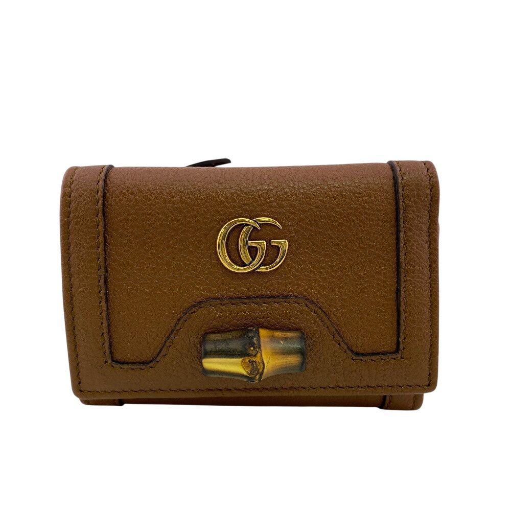 Gucci Compact Wallet Mini Double Snap Button Closure Bamb GG Marmont Trifold