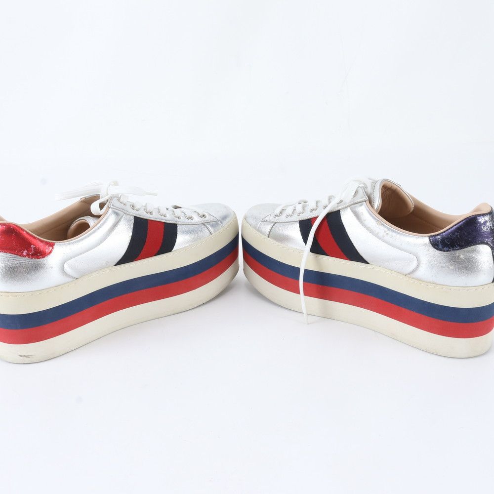 Gucci Platform Leather Low Cut Sneakers 7.5 Lace Up Shoes — view 5