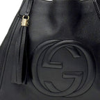 Gucci Tote Leather Black GG Soho Cellarius Fringe Tassel — view 3