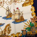 Hermes Carre 90 Voiles de Lumiere Scarf Oversized Navy Multicolor Silk — view 6