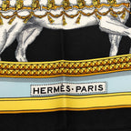 Hermes Carre 90 Grand Apparat Dressed Up Horse Scarf Large Black Blue Silk — view 6