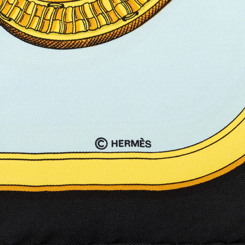Hermes Carre 90 Grand Apparat Dressed Up Horse Scarf Large Black Blue Silk — view 5
