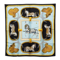 Hermes Carre 90 Grand Apparat Dressed Up Horse Scarf Large Black Blue Silk
