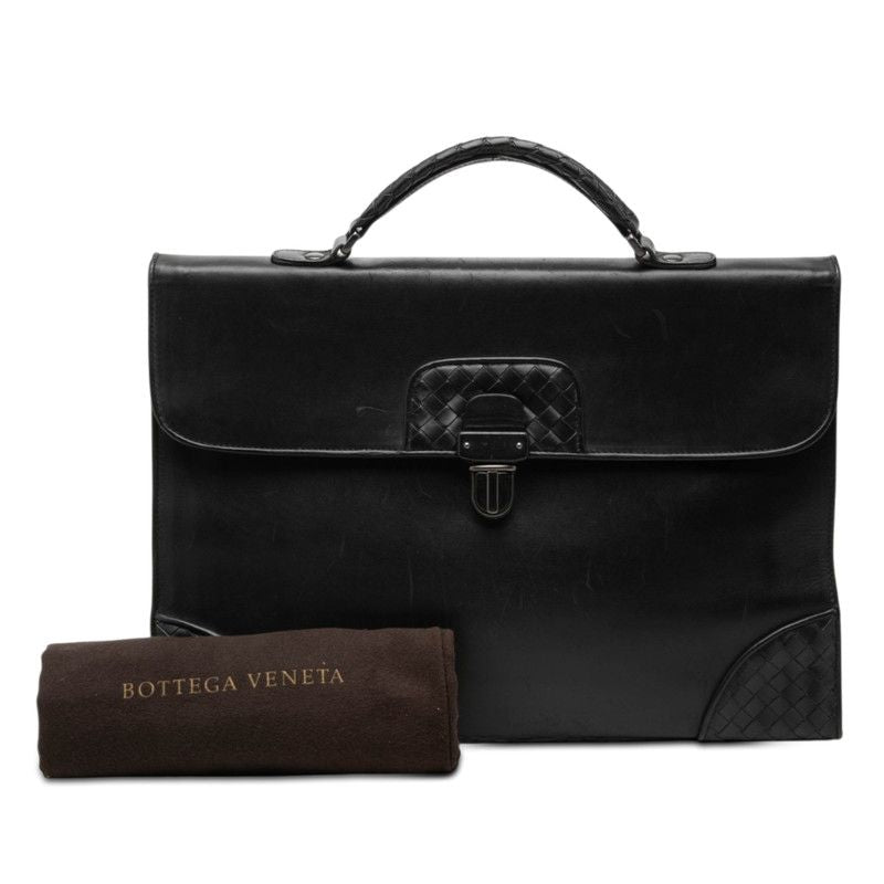 Bottega Veneta Intrecciato Business Briefcase Black Leather 1 — view 7