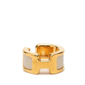 Hermes Olympe PM Ear Gold White Leather Plated 1- Earring