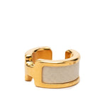Hermes Olympe PM Ear Gold White Leather Plated 1- Earring — view 2