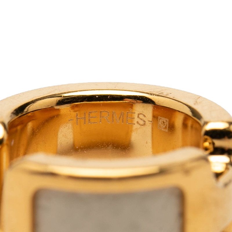 Hermes Olympe PM Ear Gold White Leather Plated 1- Earring — view 4