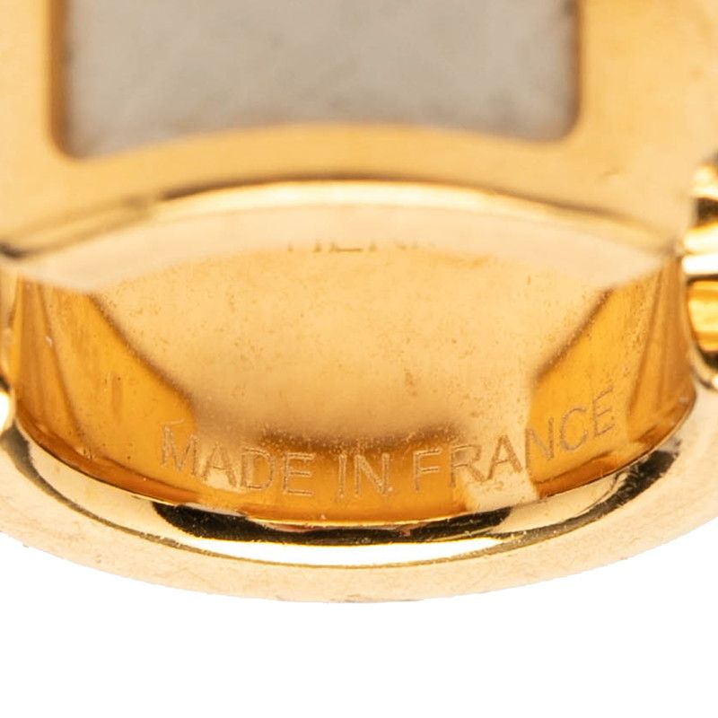 Hermes Olympe PM Ear Gold White Leather Plated 1- Earring — view 5