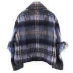Loewe Mohair Wool Blend Scarf Check Jacket Blue 32 — view 3