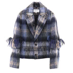 Loewe Mohair Wool Blend Scarf Check Jacket Blue 32 — view 2