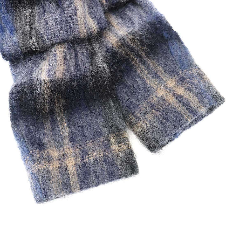 Loewe Mohair Wool Blend Scarf Check Jacket Blue 32 — view 7