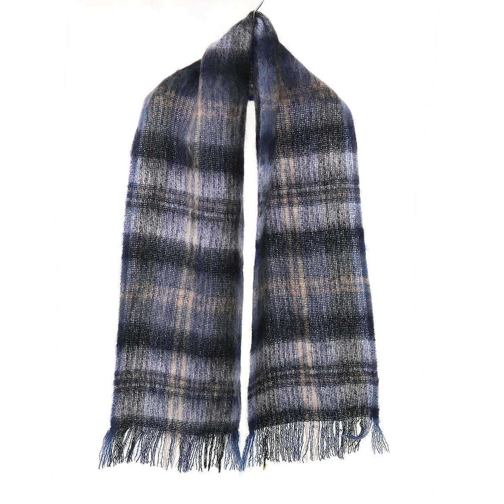 Loewe Mohair Wool Blend Scarf Check Jacket Blue 32 — view 4