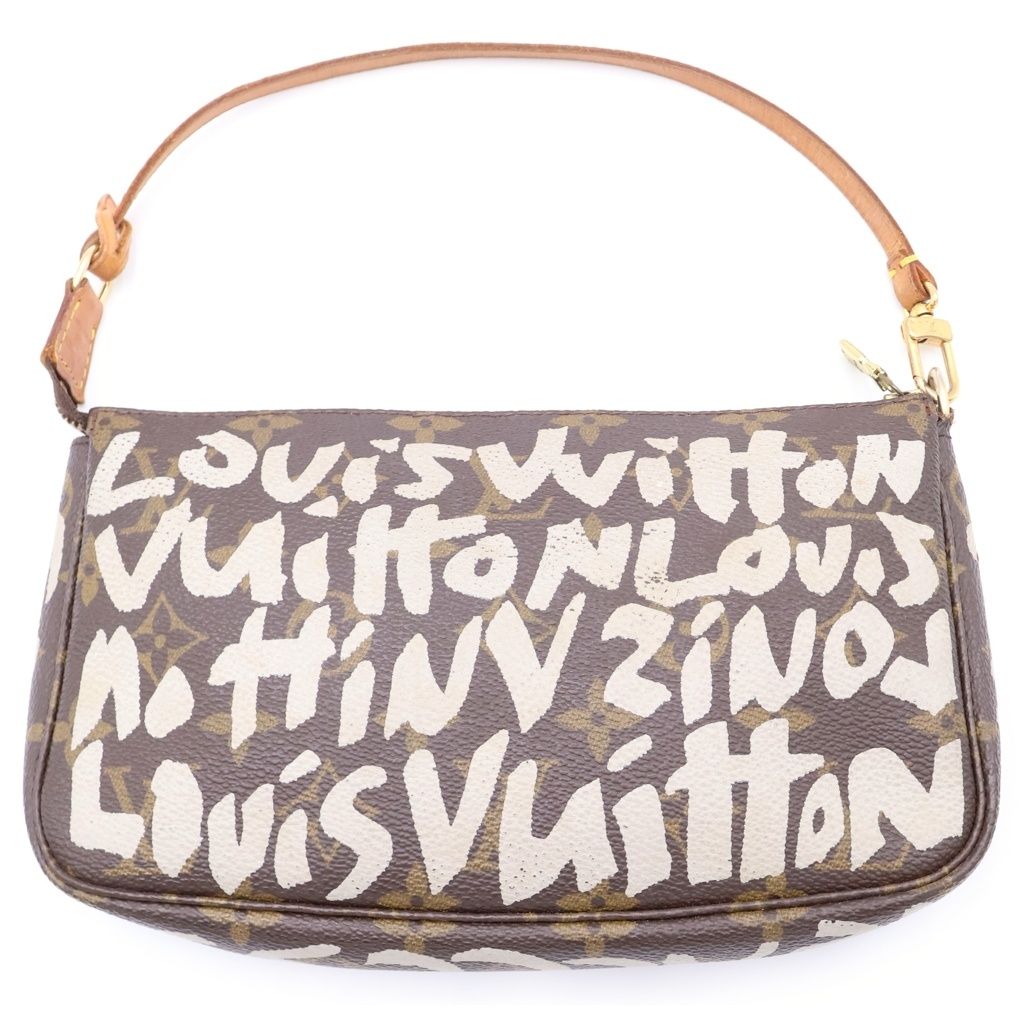 Louis Vuitton Monogram Graffiti Pochette Brown White Handbag — view 2